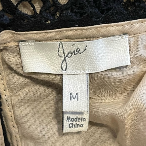 Joie Black Heart Motif Lace Overlay Tank/Camisole Medium - Picture 3 of 9